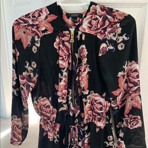 Floral Quarter Zip Top